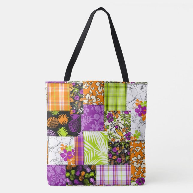 Sac de plage hawaïen Aloha Patchwork - Violet (Devant)