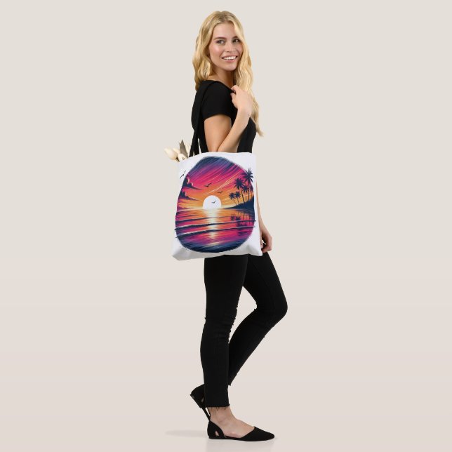 Sac de plage Sérénité du coucher de soleil – Paysa (Sur le modèle)