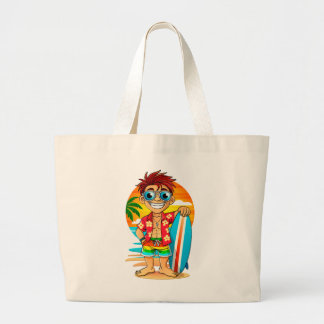 Sac de plage surfeur joyeux - Illustration estival