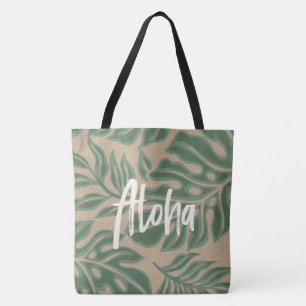 Sac de plage tropicale hawaïenne Tiki Sage Green H