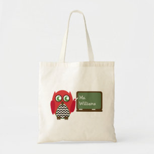 Sac de professeur - hibou rouge noir de Chevron au