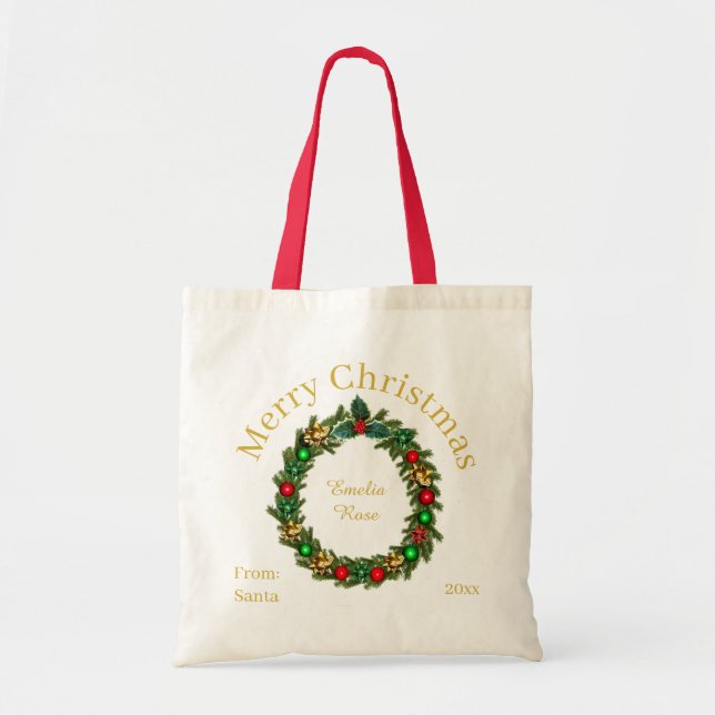 Sac de rangement en coton pour cadeau de Noël (Devant)