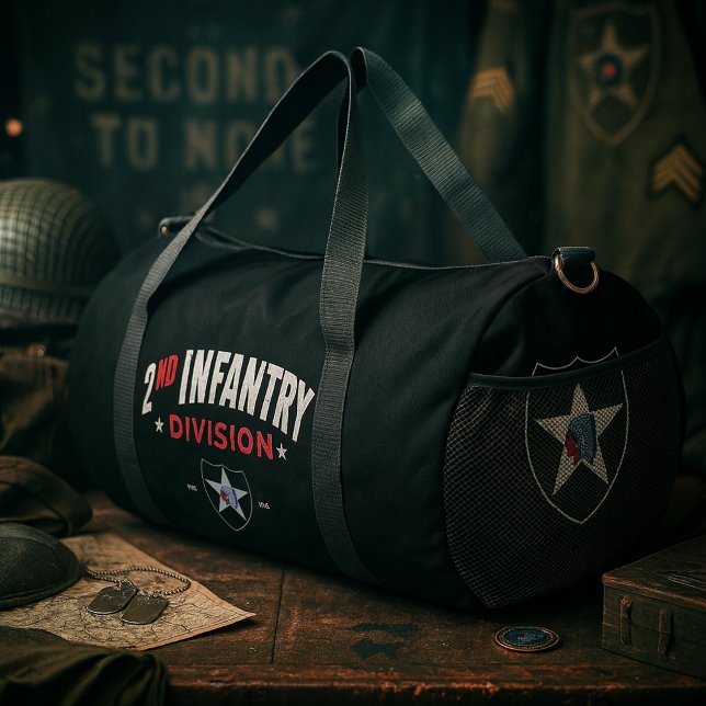 Sac De Sport 2nd Infantry Division "Indianhead" Personalized (2nd Infantry Division "Indianhead" Personalized Tribute Black Duffle Bag)