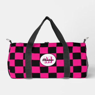 Sac De Sport à damiers rose chaud noir rétro Monogramme