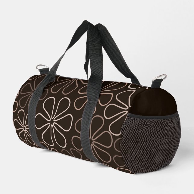 Sac De Sport Abstrait Big Flower Outlines Browns & Creams (Coin droit)