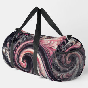Sac De Sport Abstrait Moderne Tourbillonnant Rose, Noir et Blan
