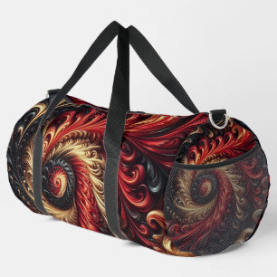 Sac De Sport Abstrait Moderne Tourbillonnant Rouge, Noir et Or