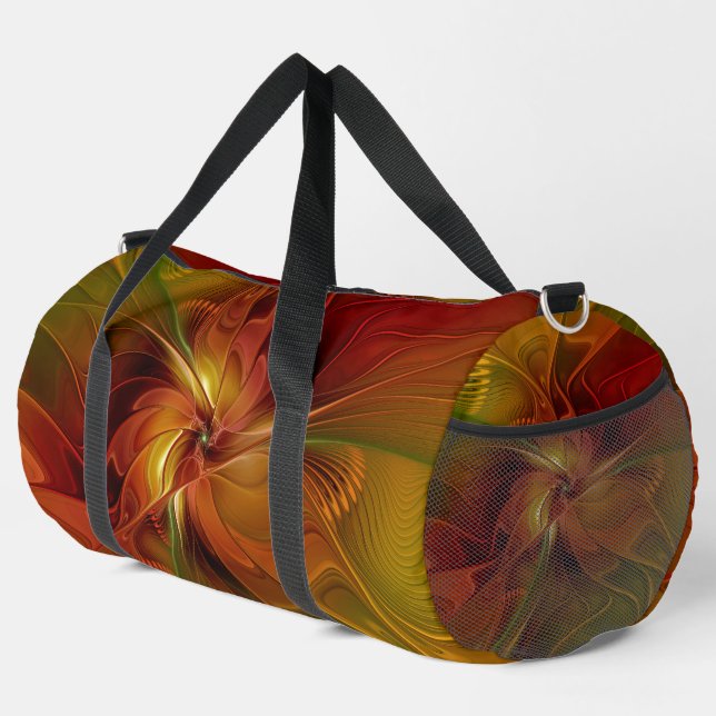 Sac De Sport Abstrait Rouge Orange Brown Vert Fractal Art Flowe (Coin droit)