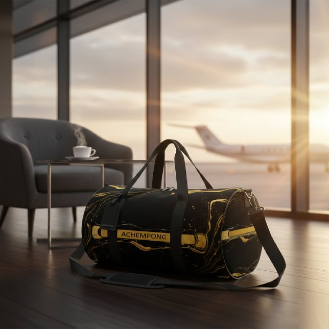 Sac De Sport Achempong : Cascade Aurique | Or Liquide Opulent (Travel in luxurious style. The Auric Cascade Duffle Bag: Opulent liquid gold art meets Golden Living)
