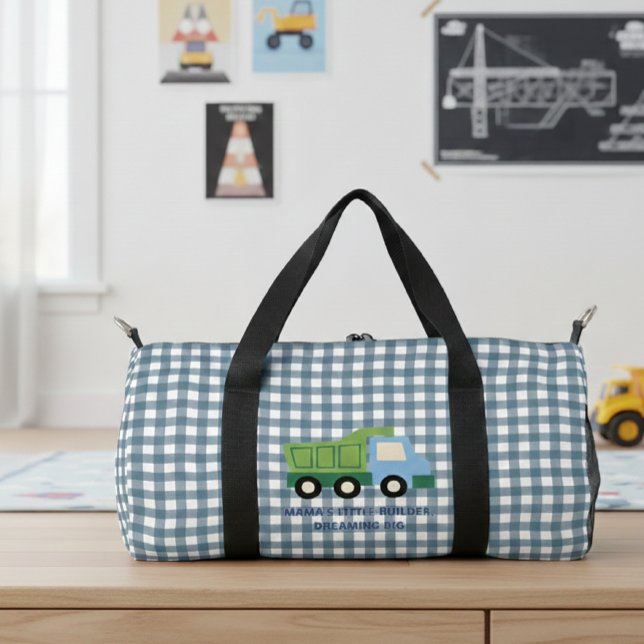 Sac De Sport Aesthetic Gingham Blue Dump Truck Boys  (Créateur téléchargé)