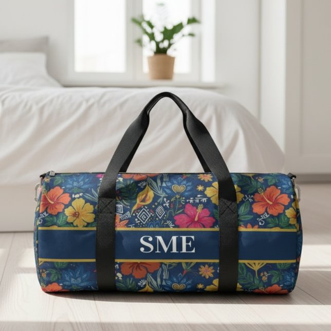 Sac De Sport Afro Bohemian Monogram Floral (Afro Bohemian Floral monogram Duffle Bag)