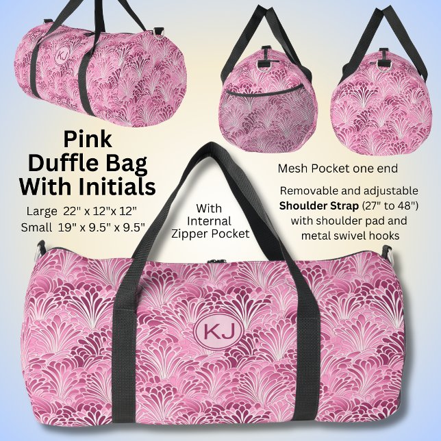 Sac De Sport Ajouter des initiales, motif abstrait rose pâle et (Créateur téléchargé)