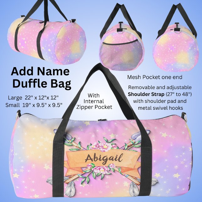 Sac De Sport Ajouter Le Nom Pastel Boho Flèches Fleurs Flèches  (Créateur téléchargé)