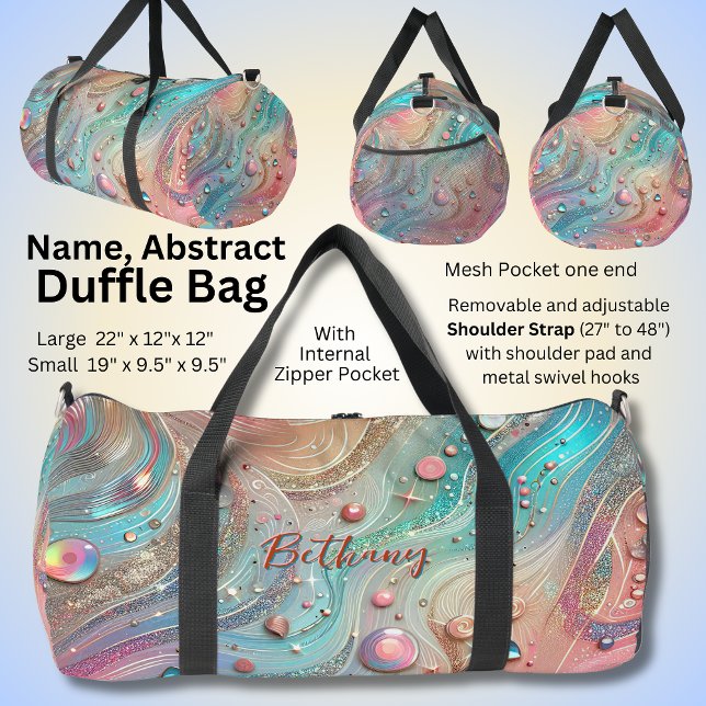 Sac De Sport Ajouter le nom Pink Aqua Blue Abstrait (Créateur téléchargé)