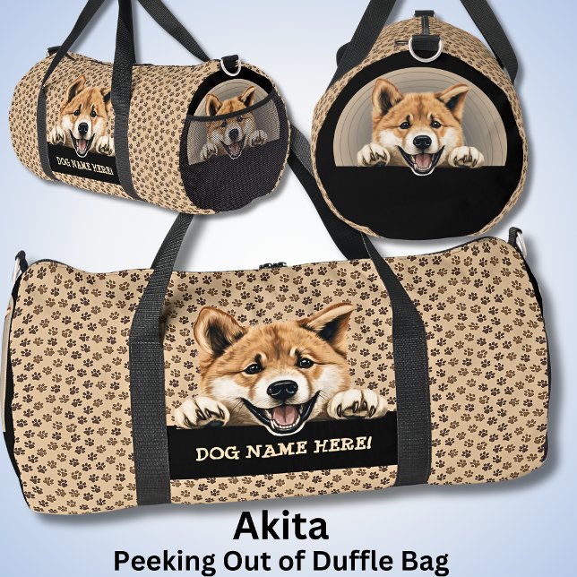 Sac De Sport Ajouter Nom du chien Votre nom, Akita (Créateur téléchargé)