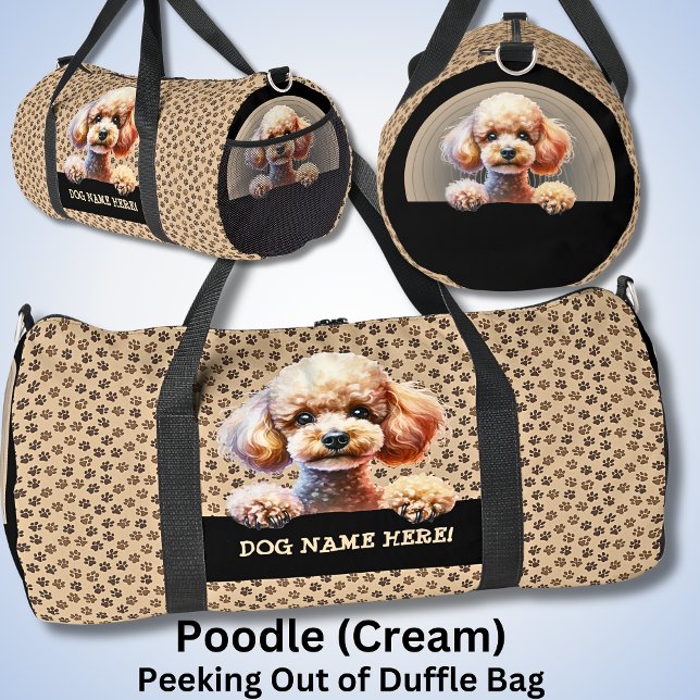Sac De Sport Ajouter Nom du chien Votre nom, Poodle - Crème - (Créateur téléchargé)