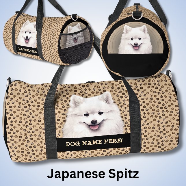 Sac De Sport Ajouter Nom du chien, Votre nom, Spitz japonais (Créateur téléchargé)