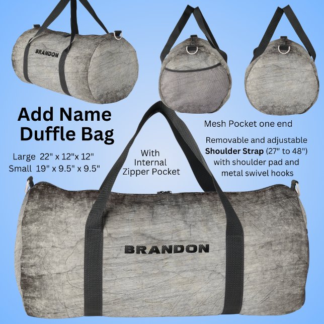 Sac De Sport Ajouter Nom, Gris Brun Pierre Grunge  (Créateur téléchargé)