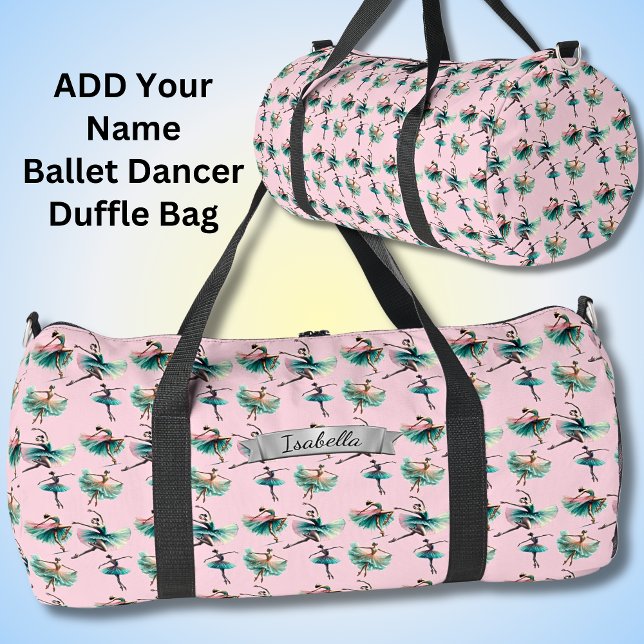 Sac De Sport Ajouter un nom, Ballerinas sur rose (Créateur téléchargé)
