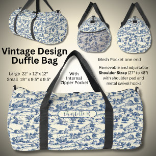 Sac De Sport Ajouter un nom, Blue Vintage Village Français Impr