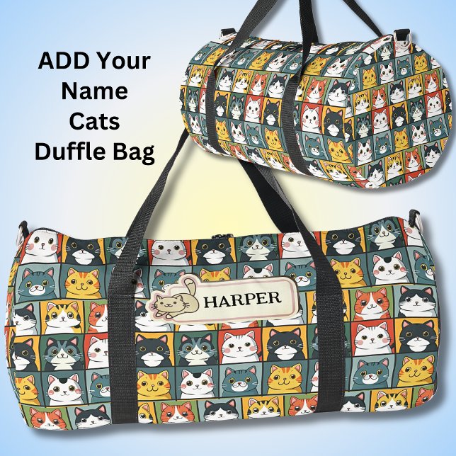 Sac De Sport Ajouter un nom, Cute Kawaii Cats (Créateur téléchargé)