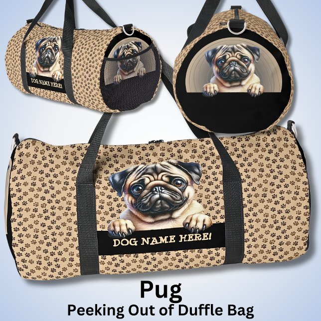 Sac De Sport Ajouter un nom de chien ou votre nom, Carlin (Créateur téléchargé)