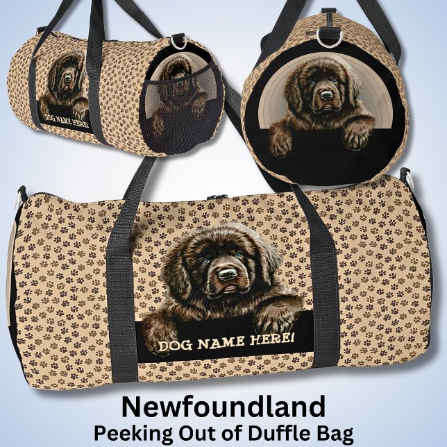 Sac De Sport Ajouter un nom de chien ou votre nom, Terre-Neuve (Créateur téléchargé)