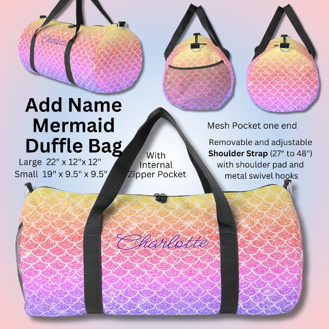 Sac De Sport Ajouter un nom Escaliers de sirène rose jaune (Créateur téléchargé)