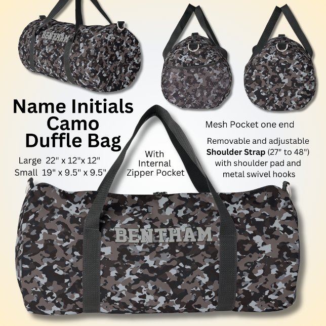 Sac De Sport Ajouter un nom Initiales Camouflage Browns Gris (Créateur téléchargé)