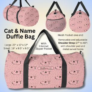 Sac De Sport Ajouter un nom Initiales, Chat Maman sur rose