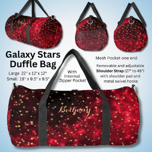 Sac De Sport Ajouter un nom Rouge noir avec Galaxie des étoiles