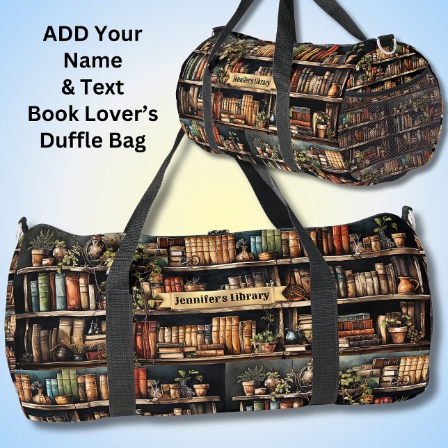 Sac De Sport Ajouter un texte de nom - Livres de bibliothèque s (Créateur téléchargé)
