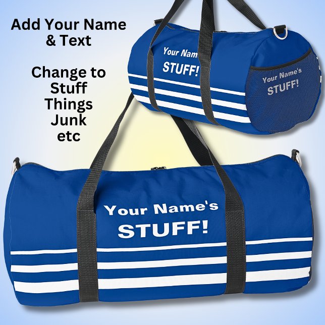 Sac De Sport Ajouter Votre Nom Objet Texte Bleu (Créateur téléchargé)
