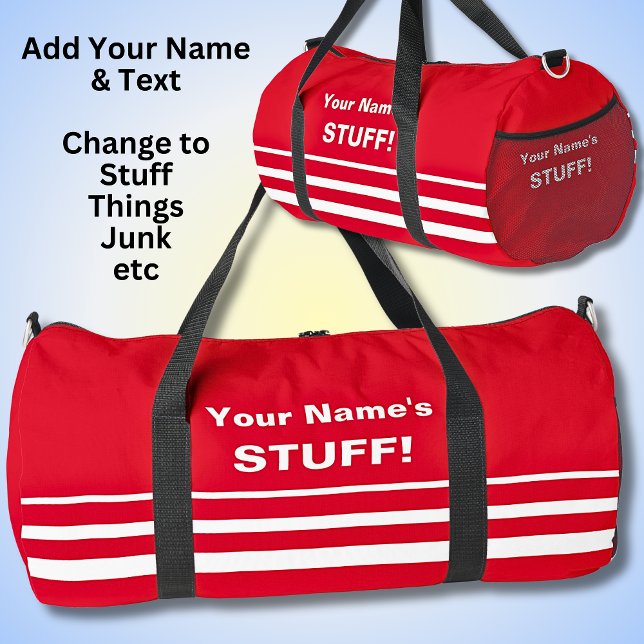 Sac De Sport Ajouter Votre Nom Objet Texte Bright Red (Créateur téléchargé)