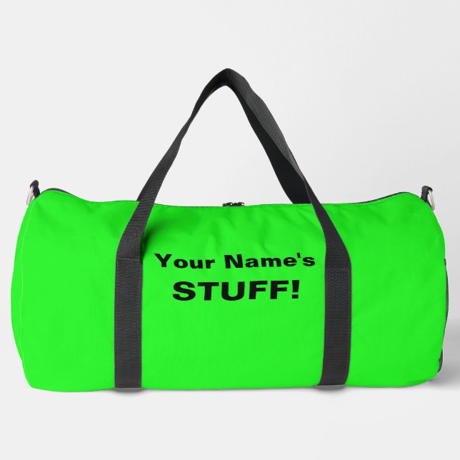 Sac De Sport Ajouter votre nom Texte (1 ou 2 lignes) Fluro Gree (Recto)