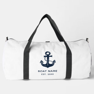 Sac De Sport Ancre Bleue Marine Nom de Bateau Personnalisé