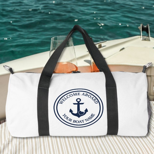 Sac De Sport Ancre cardiaque moderne nautique Blanc & Marine (Créateur téléchargé)