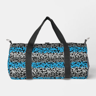 Sac De Sport Aqua bleu gris noir numérique pixellisé bandes