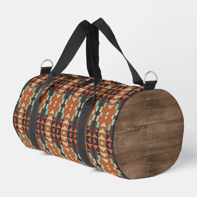 Sac De Sport Aqua Turquoise Vert Orange Taupe Beige Tribal Art (Coin gauche)
