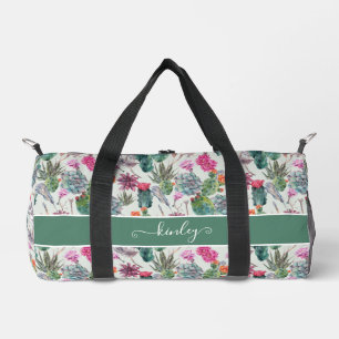 Sac De Sport Aquarelle Boho exotique Cactus et Motif succulent