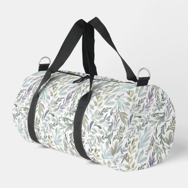Sac De Sport Aquarelle botanique bleu vert (Coin gauche)