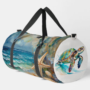 Sac De Sport Aquarelle de plage Tortues marines nautiques grand