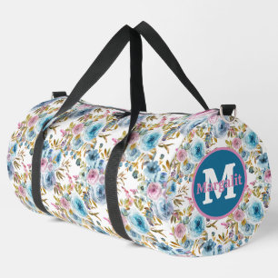 Sac De Sport Aquarelle Ice Bleu Rose Floral Roses Grand