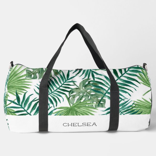 Sac De Sport Aquarelle Tropical Palm Leaf Beach Week-end (Recto)