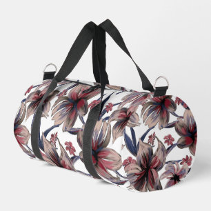 Sac De Sport Aquarelles Crimson Floral sur blanc