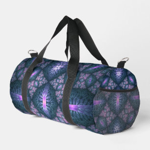Sac De Sport Art abstrait de fractale 3D motif bleu violet rose