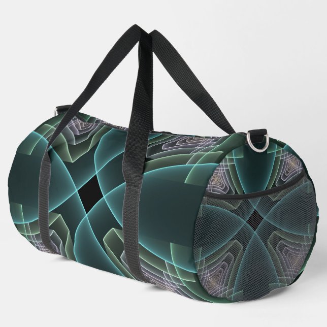 Sac De Sport Art graphique fractal géométrique sarcelle moderne (Coin droit)