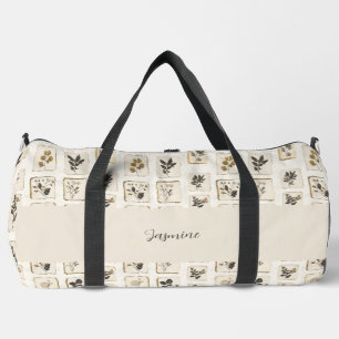 Sac De Sport Art Nouveau Fleurs Botaniques Fleurs Séchées Beige