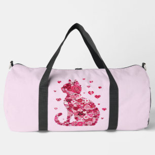 Sac De Sport Art Silhouette Chat Floral