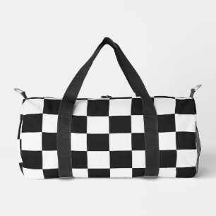 Sac De Sport Audacieux Classique Rétro Carreaux Noir et Blanc